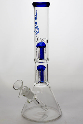 12" genie dual 5 arms percolator water bong-Blue - One Wholesale