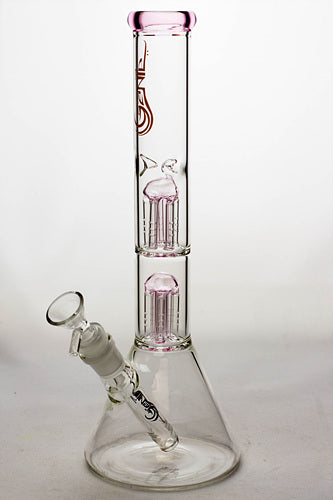 12" genie dual 5 arms percolator water bong-Pink - One Wholesale
