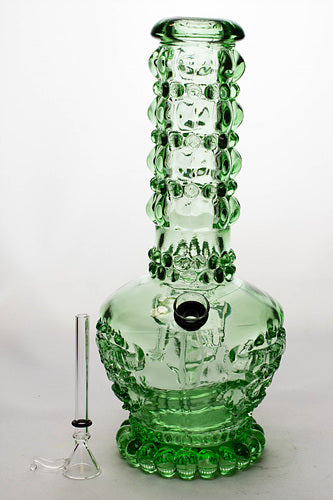 12" Embossed heavy soft glass water bong- - One Wholesale