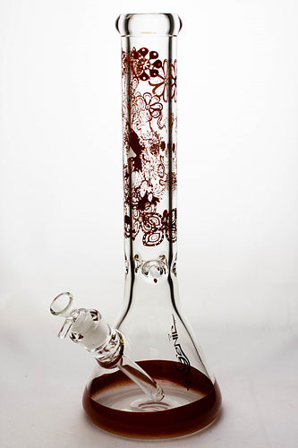 16 inches 9 mm sandblasting artwork glass water bong-Orange-4791 - One Wholesale