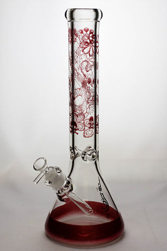 16 inches 9 mm sandblasting artwork glass water bong-Red-4792 - One Wholesale