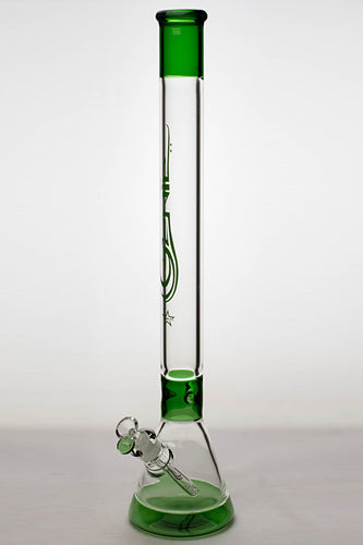 24" Genie 7 mm color accent classic beaker bong-Green - One Wholesale