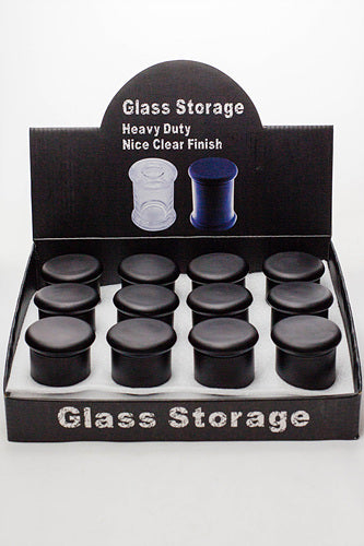 Heavy duty Glass stash 3 oz. Jars in a display case- - One Wholesale