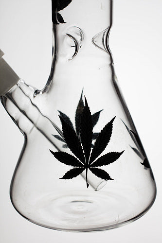 12" leaf printed beaker glass water bong- - One Wholesale