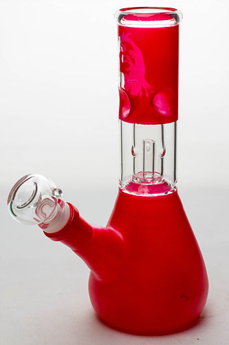 8" single dome percolator beaker water bong-Red - One Wholesale