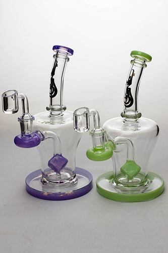 8 in. genie Cubic difussed bubbler with a banger- - One Wholesale