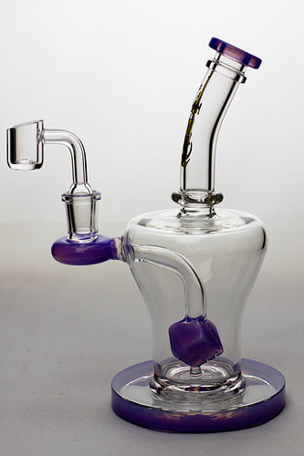 8 in. genie Cubic difussed bubbler with a banger- - One Wholesale
