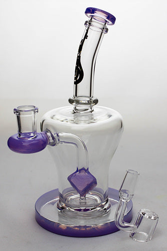 8 in. genie Cubic difussed bubbler with a banger- - One Wholesale