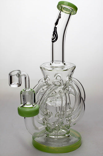9" twelve tube and inline diffused recyler with banger-Green - One Wholesale