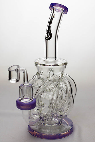 9" twelve tube and inline diffused recyler with banger-Purple - One Wholesale