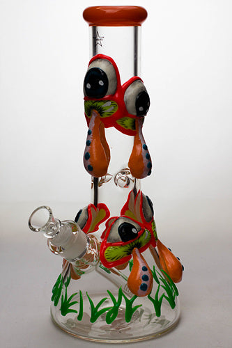 13" Glow in the dark artwork 7 mm glass bong-Mushroom - One Wholesale