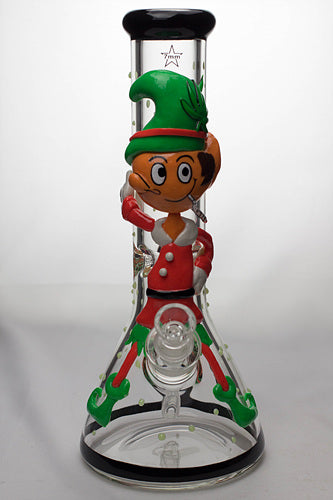 13" Glow in the dark artwork 7 mm glass bong- - One Wholesale