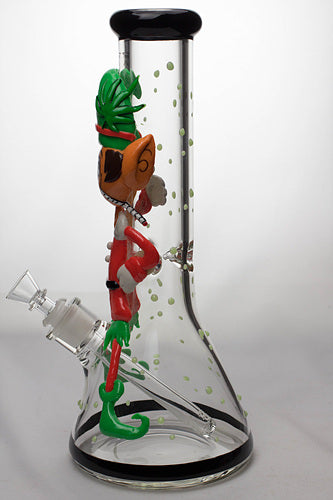 13" Glow in the dark artwork 7 mm glass bong- - One Wholesale