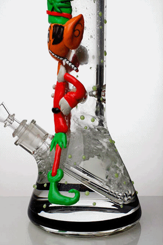 13" Glow in the dark artwork 7 mm glass bong- - One Wholesale