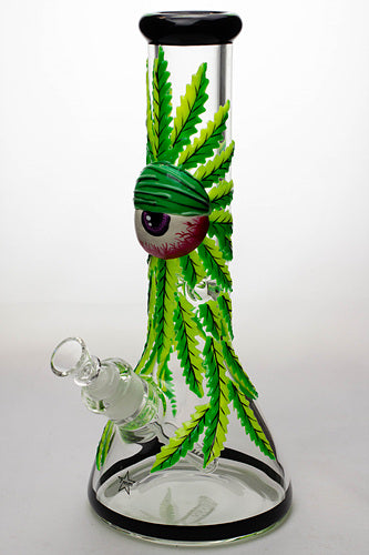 13" Glow in the dark artwork 7 mm glass bong-Eye - One Wholesale