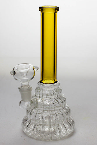 7" pattern glass bubbler with a diffuser-Amber - One Wholesale