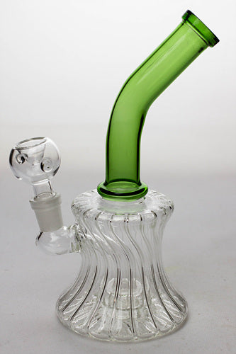 7" pattern glass bent neck bubbler with a diffuser- - One Wholesale