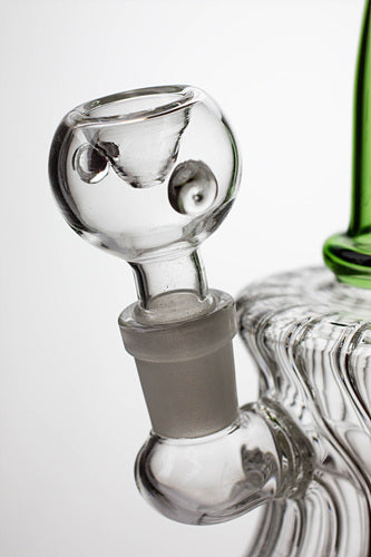 7" pattern glass bent neck bubbler with a diffuser- - One Wholesale