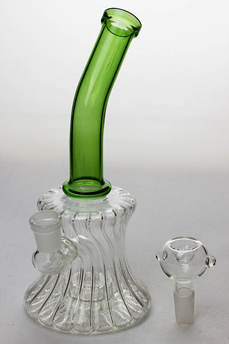 7" pattern glass bent neck bubbler with a diffuser- - One Wholesale