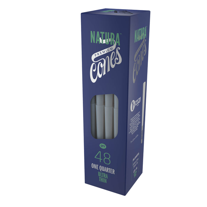 Natura – White Ultra Thin Pre-Rolled Paper Mini Tower Pre-rolled Cone NATURA 48 Cones / One Quater Size