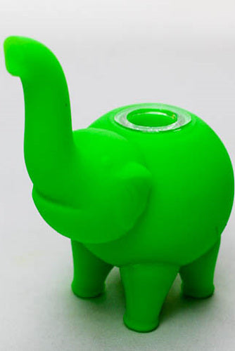 4.5" Genie elephant Silicone hand pipe with glass bowl-GR - One Wholesale
