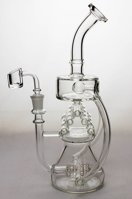 11" Inline shower head waffle recycled rig with a banger- - One Wholesale
