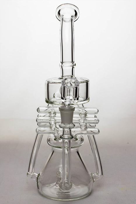 11" Inline shower head waffle recycled rig with a banger- - One Wholesale