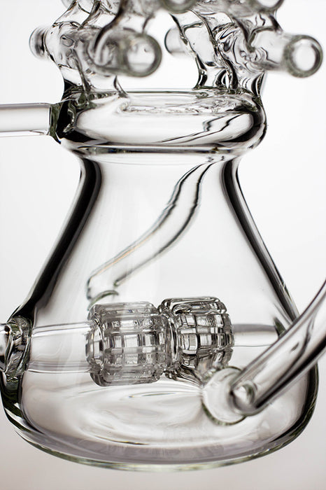 11" Inline shower head waffle recycled rig with a banger- - One Wholesale