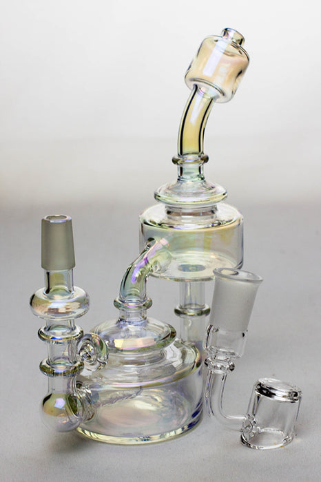 7" Metallic  Inline diffuser recycled rig with a banger- - One Wholesale