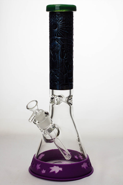 13.5" Genie 9 mm classic beaker bong with a silicone protector Glass Bong ONE Purple