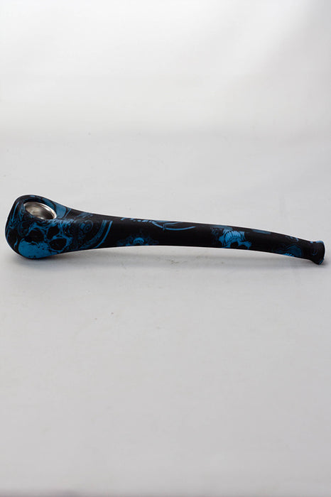 9" Silicone graphic printed hand pipe with metal bowl- - One Wholesale