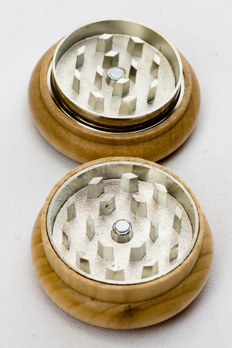 2 parts round wooden grinder in a display box- - One Wholesale