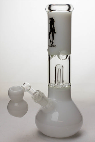11" Volcano glass water bong with dome percolator-White - One Wholesale