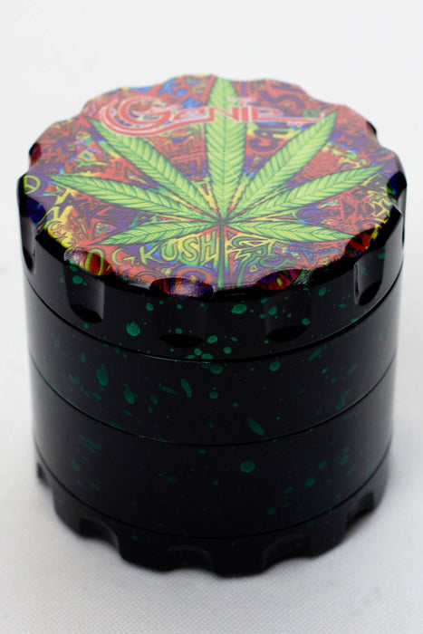 4 parts leaf printed large metal grinder-Green - One Wholesale