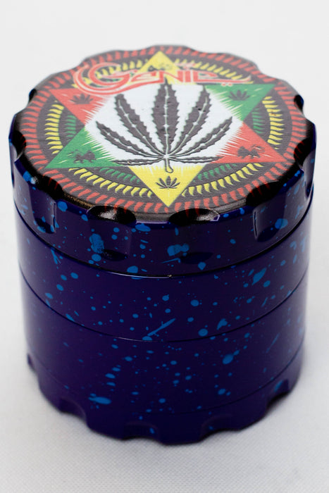 4 parts leaf printed large metal grinder-Purple - One Wholesale