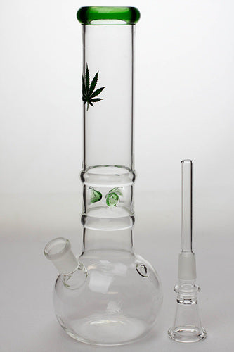 10" round base glass water pipe-Leaf- - One Wholesale