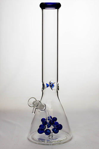15.5" grape bunch diffuser glass water bong-Blue - One Wholesale