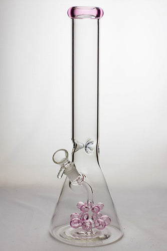15.5" grape bunch diffuser glass water bong-Pink - One Wholesale
