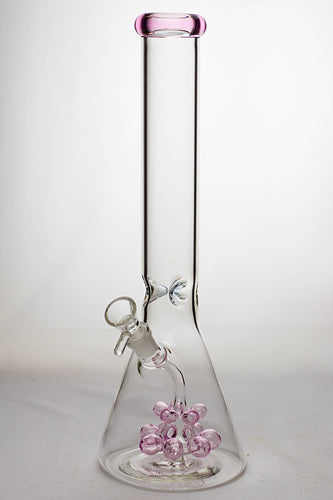 15.5" grape bunch diffuser glass water bong-Pink - One Wholesale