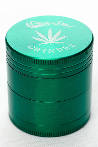 4 parts genie leaf laser etched small herb grinder-Green - One Wholesale