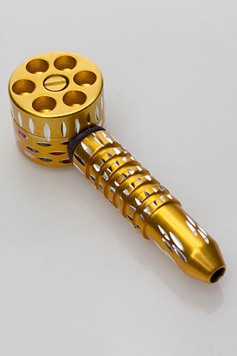 4.5" multiple chambers revolving metal pipe-Gold - One Wholesale
