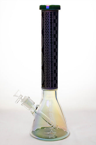 15" Genie 7mm Metallic beaker bong with honeycomb- - One Wholesale