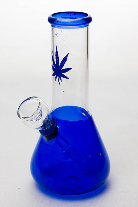 6" mini beaker glass water  bong-Blue - One Wholesale