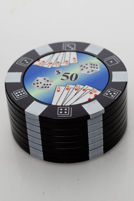 Poker Chip Herb Grinder-Black-519 - One Wholesale