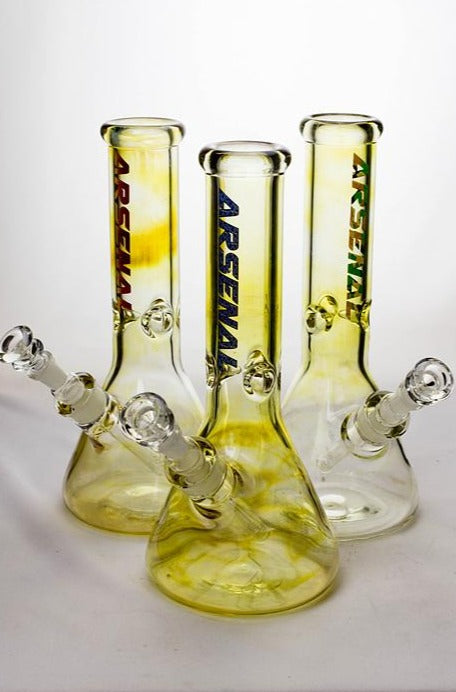 12" Arsenal 7 mm classic beaker fumed glass bong- - One Wholesale