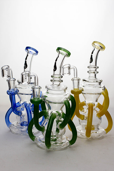 9" Seven tube and shower head diffused recycler with a banger- - One Wholesale