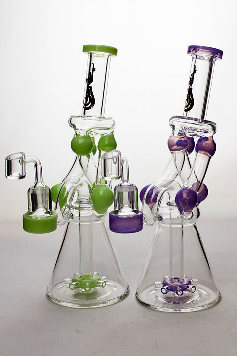 11" Three tube and shower head diffused recycler with a banger Glass Bong ONE