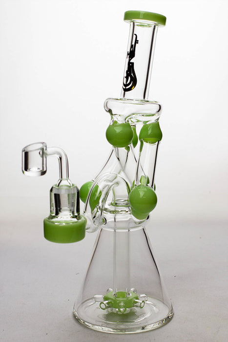 11" Three tube and shower head diffused recycler with a banger-Green - One Wholesale