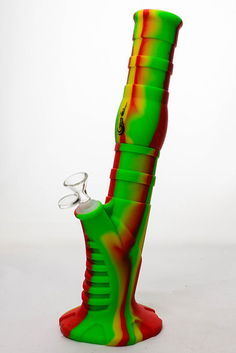 13" Genie Detachable silicone mixed color straight bong-RASTA - One Wholesale