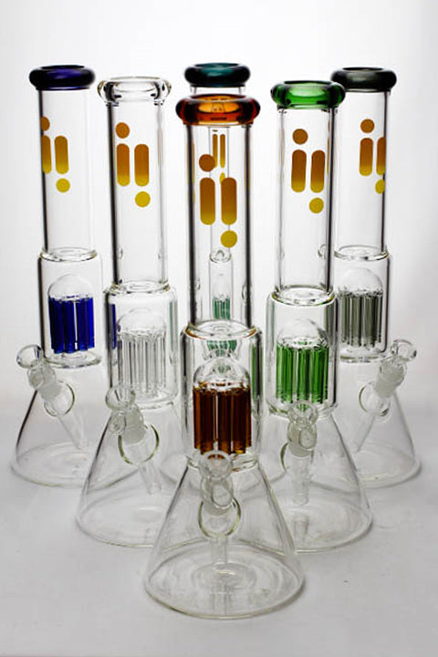 16" Infyniti 7 mm thickness single 8-arm glass water bong- - One Wholesale